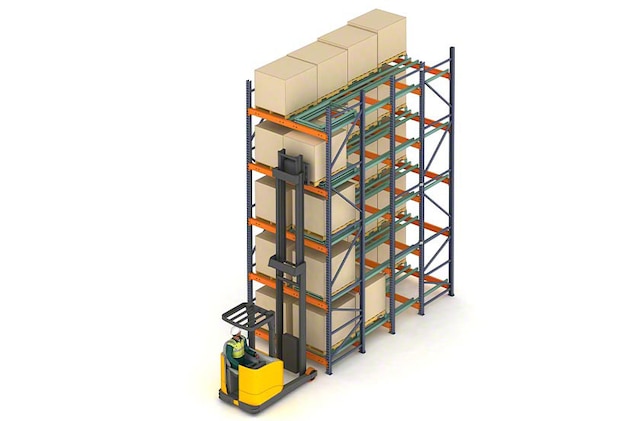 Push-back racking is a high-density accumulative storage system