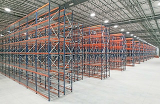 Pallet racks are adjustable to the height of a facility