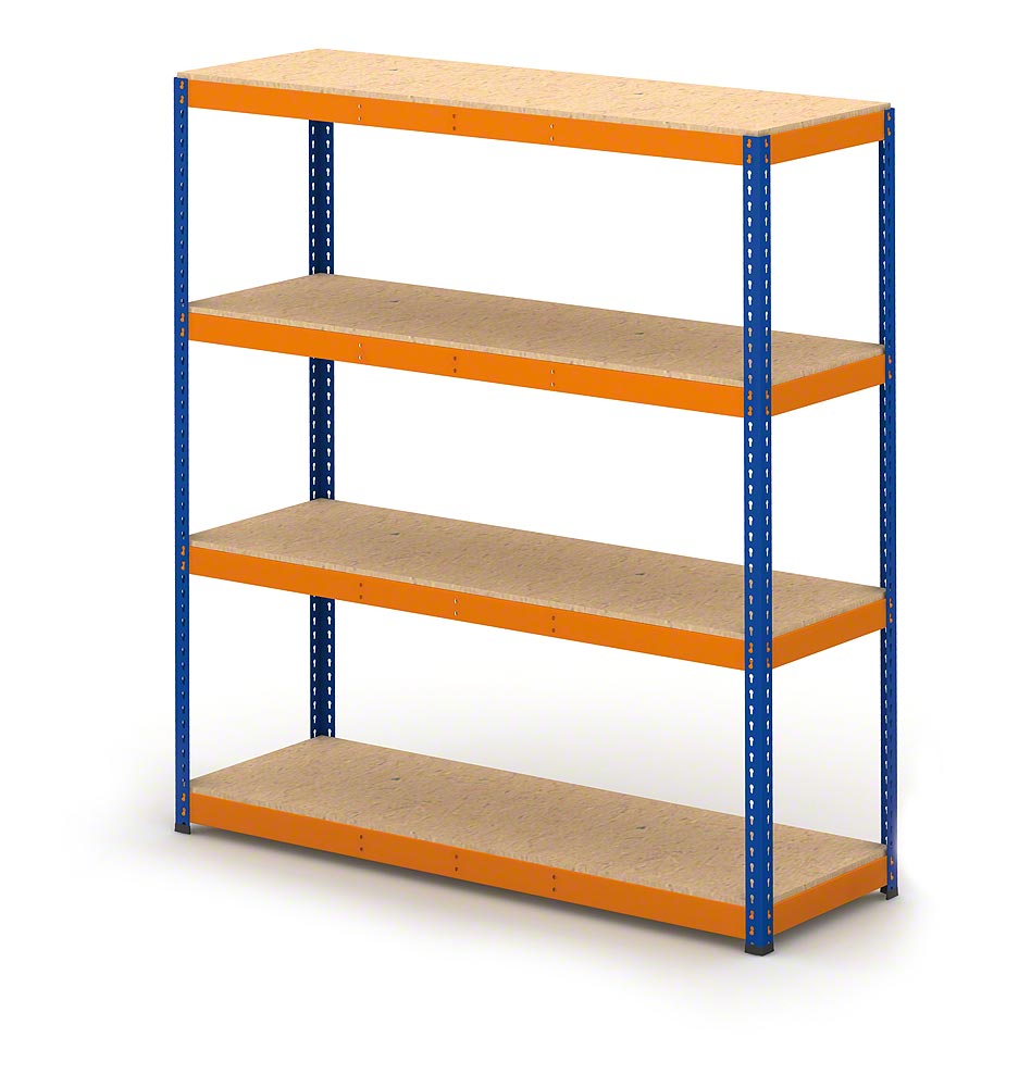 Boltless shelving with chipboard decking