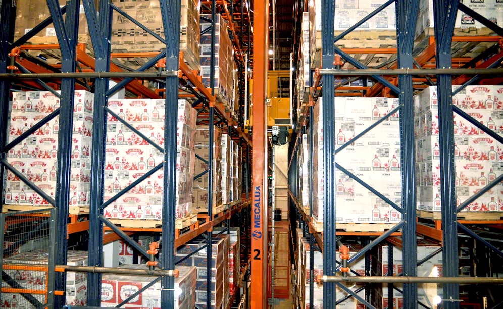 Each lane of the system is a high speed, double-mast, double-deep stacker crane
