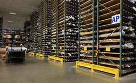 Just as there are three times the shelves of a normal bay packed into Trivantage’s system, there are also five-times more pallet positions